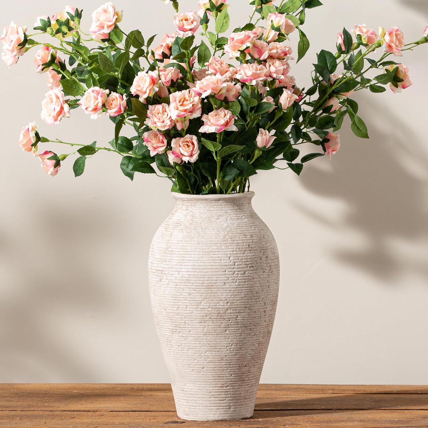 Ceramic Flower Vase Home Decor - Small Farmhouse Table Vases Rustic Vintage Living Room Kitchen Bedroom Decorations for House Book Shelf Office Coffee Desk Dining Fireplace (6" Retro)