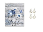 Farmhouse Floral Wall Art for Living Room, Blue and White Daisy Flower and Butterfly on Rustic Wood Board Canvas Wall Art Framed Artwork Ready to Hang for Bathroom Bedroom Decor, 16L X 12W