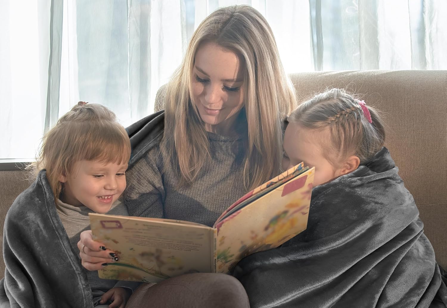 Bedding Fleece Blanket Queen Size Grey (90x90 Inches) Ultra Soft Warm Lightweight Microfiber Breathable Anti-Static Cozy Bed Blanket, All-Season Home Decor Gift for Men & Women