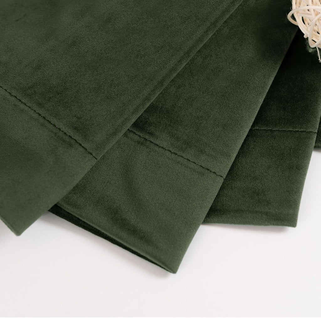 Green Velvet Curtains 84 Inch Length, Thermal Insulated Blackout Curtains Room Darkening Drapes with Back Tab and Rod Pocket for Living Room/French Door, Set of 2 Panels, 52 x 84 Inch