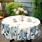 Round Tablecloth, Summer Tablecloths Polyester Waterproof Stain Wrinkle Free, Indoor and Outdoor Table Cover for Kitchen Party Dining Table
