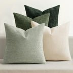 Pack of 4 Couch Throw Pillow Covers 18x18 Inch Neutral Blue Soft Decorative Chenille Pillow Covers Farmhouse Accent Cushion Covers for Boho Western Spring Coastal Decor Sofa Bed Living Room