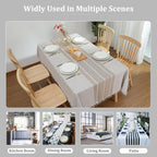 Tablecloths for Rectangle Tables, Cotton Linen Table Cloth Waterproof Tablecloth Wrinkle Free Farmhouse Dining Tables Cover, Soft Fabric Table Cloths with Tassels, Brown, 55" X 70", 4-6 Seats