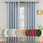 Natural White Linen Curtains 84 Inch Long for Bedroom Living Room, Soft Thick Linen Textured Window Drapes Semi Sheer Light Filtering Rod Pocket Back Tab Neutral Farmhouse Cream Ivory 2 Panels