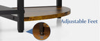 JKsmart Wine Bar Cabinet with LED Lights, Mini Wine Rack with Storage and Glass Holder, Home Bar Cart for Liquor, 3-Tier Bar Table for Kitchen, Dining Room, Living Room, Rustic Brown