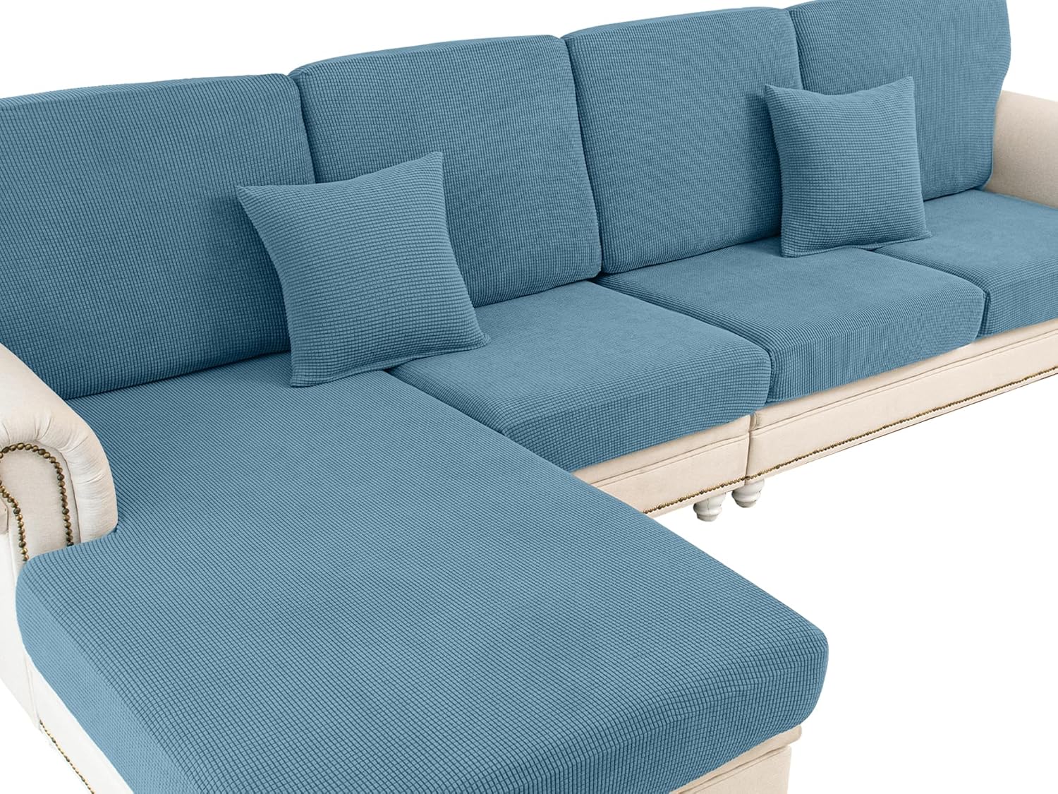 Couch Cushion Covers Seat Cushion Cover Stretch Couch Cover Separate Sectional Sofa Slipcovers Furniture Protector(3 Pieces for Seat or Sofa Backrest, Dark Grey)